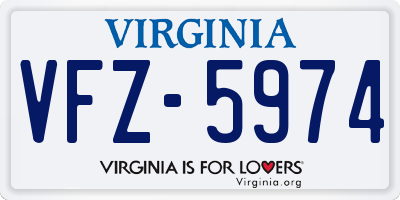 VA license plate VFZ5974