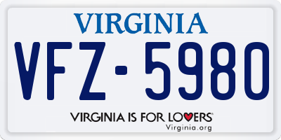 VA license plate VFZ5980