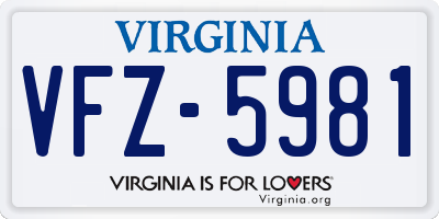 VA license plate VFZ5981