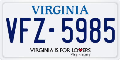 VA license plate VFZ5985