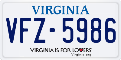 VA license plate VFZ5986