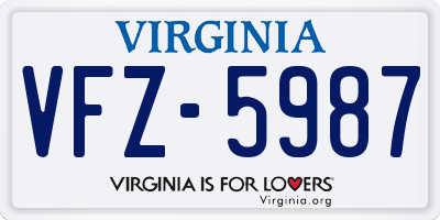 VA license plate VFZ5987