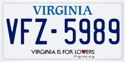 VA license plate VFZ5989