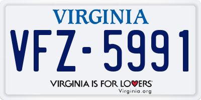 VA license plate VFZ5991