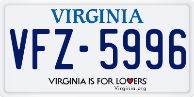 VA license plate VFZ5996