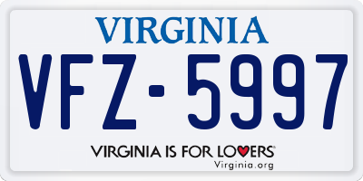 VA license plate VFZ5997