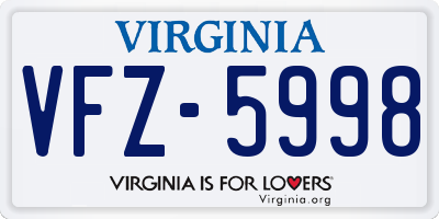 VA license plate VFZ5998
