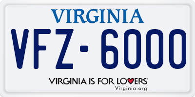 VA license plate VFZ6000