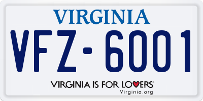 VA license plate VFZ6001