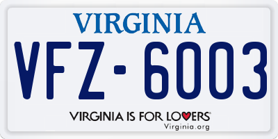 VA license plate VFZ6003