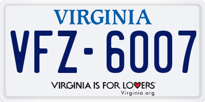 VA license plate VFZ6007