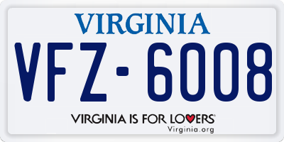 VA license plate VFZ6008
