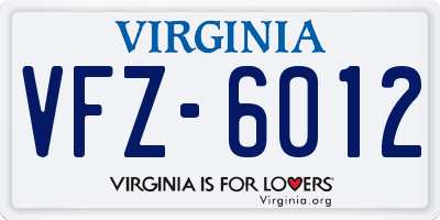 VA license plate VFZ6012