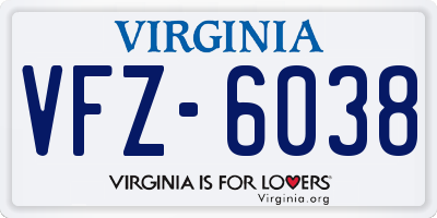VA license plate VFZ6038