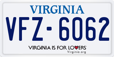 VA license plate VFZ6062