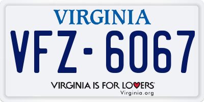 VA license plate VFZ6067