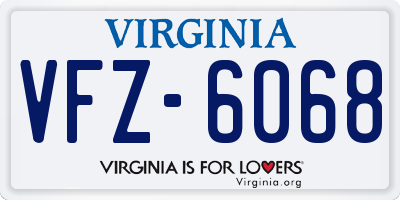 VA license plate VFZ6068