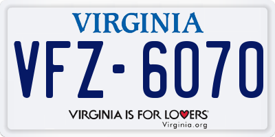 VA license plate VFZ6070