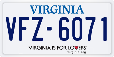 VA license plate VFZ6071