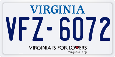 VA license plate VFZ6072