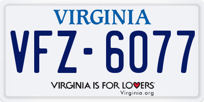 VA license plate VFZ6077