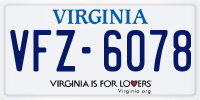 VA license plate VFZ6078