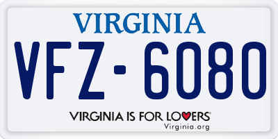 VA license plate VFZ6080