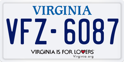 VA license plate VFZ6087