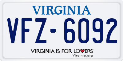 VA license plate VFZ6092