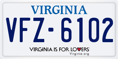 VA license plate VFZ6102