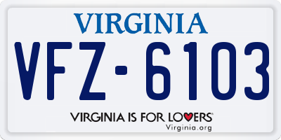 VA license plate VFZ6103
