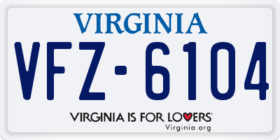 VA license plate VFZ6104