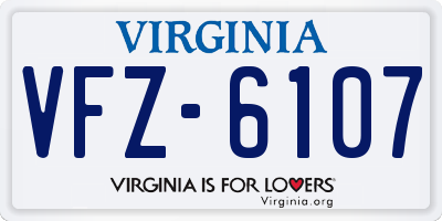 VA license plate VFZ6107