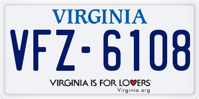 VA license plate VFZ6108