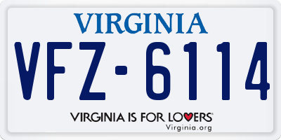 VA license plate VFZ6114