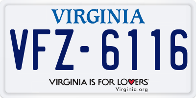 VA license plate VFZ6116