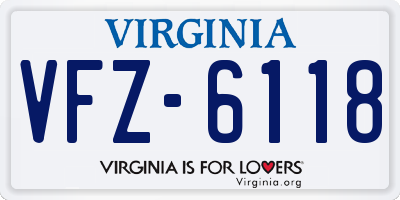 VA license plate VFZ6118