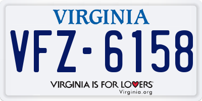VA license plate VFZ6158