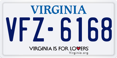 VA license plate VFZ6168