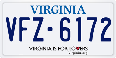 VA license plate VFZ6172