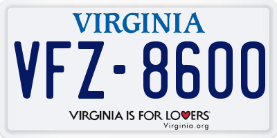 VA license plate VFZ8600