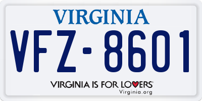 VA license plate VFZ8601