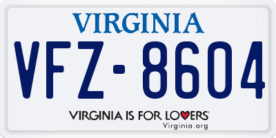 VA license plate VFZ8604