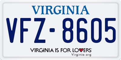 VA license plate VFZ8605