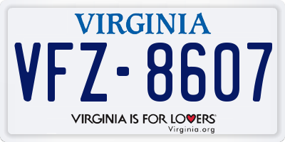 VA license plate VFZ8607