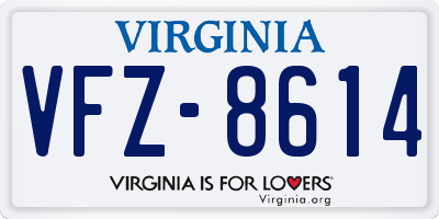 VA license plate VFZ8614