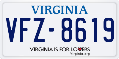 VA license plate VFZ8619