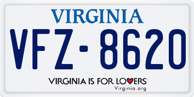 VA license plate VFZ8620