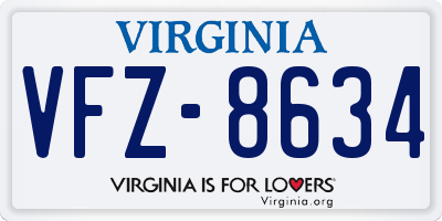 VA license plate VFZ8634