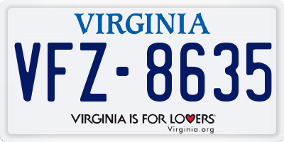 VA license plate VFZ8635